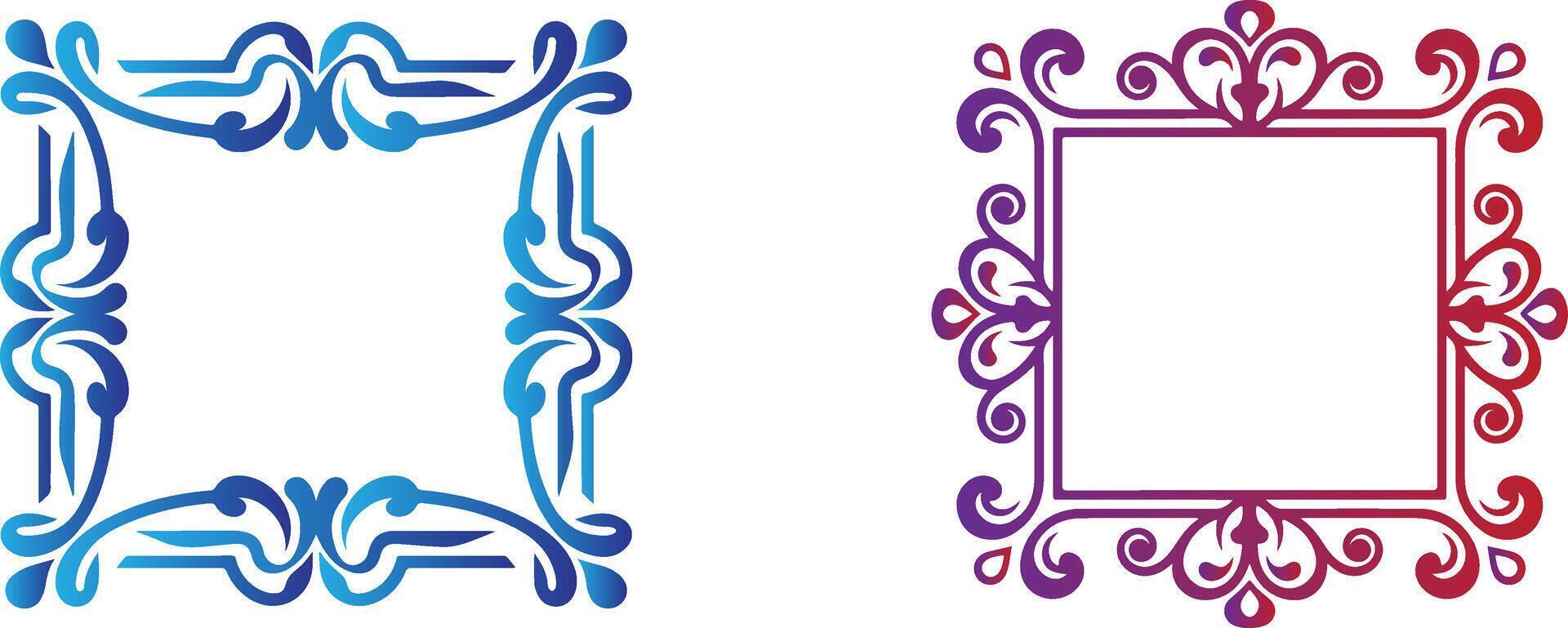 2 Elegant Ornamental Frame Classic Gold on Blue Gradient vector