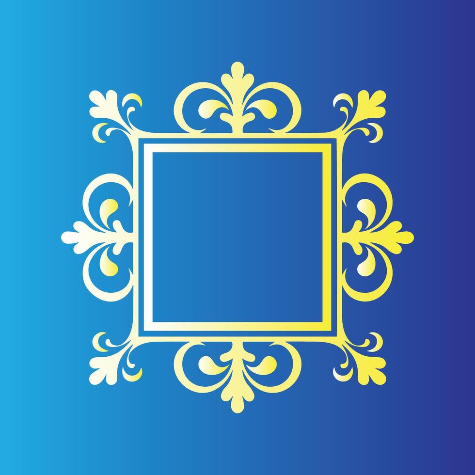 The Elegant Ornamental Frame Classic Gold on Blue Gradient vector