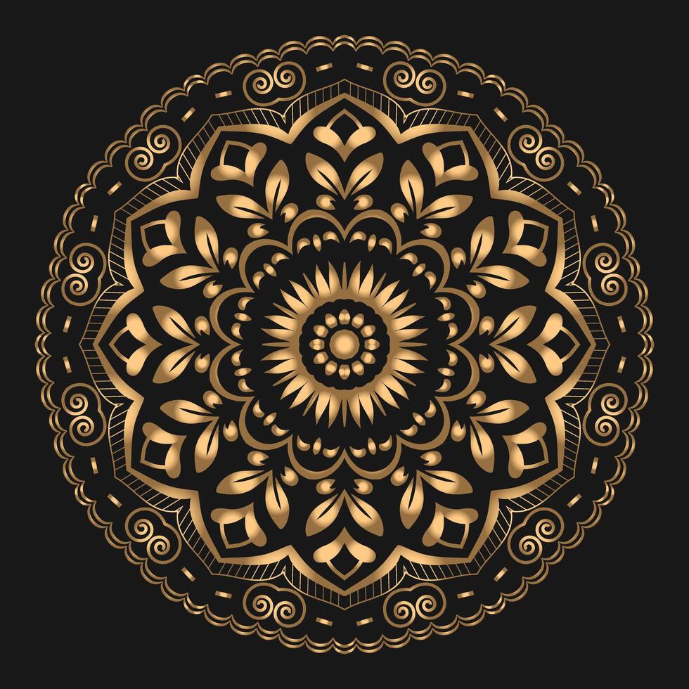 the Beauty of Mandala Art Stunning Gold Patterns on Black Canvas vector