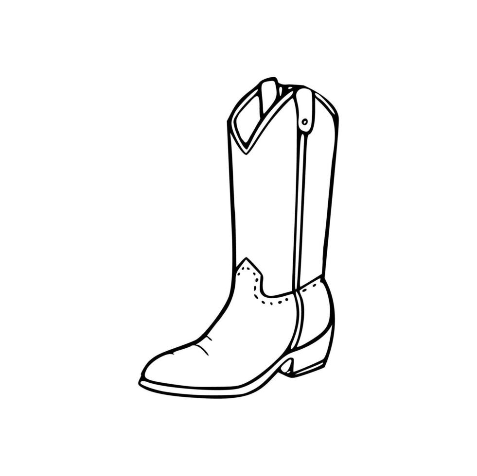 Cowboy boots coloring page vector