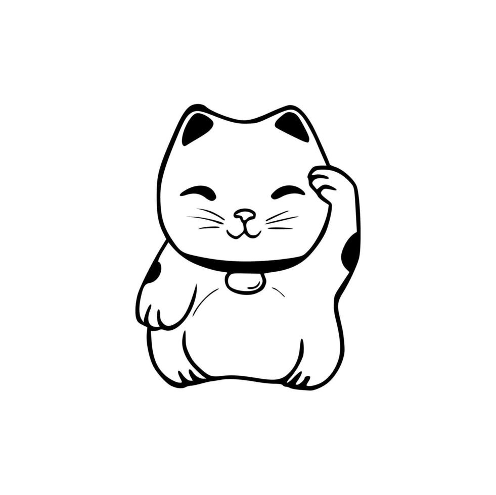A black and white drawing of a cat vector