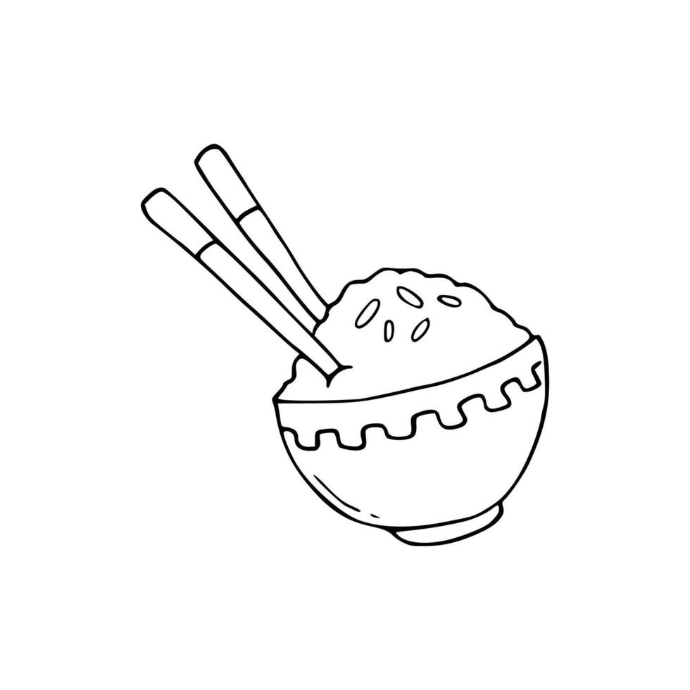 cartoon of rice and bowl vector