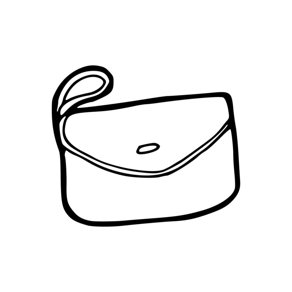 A black and white drawing of a purse vector