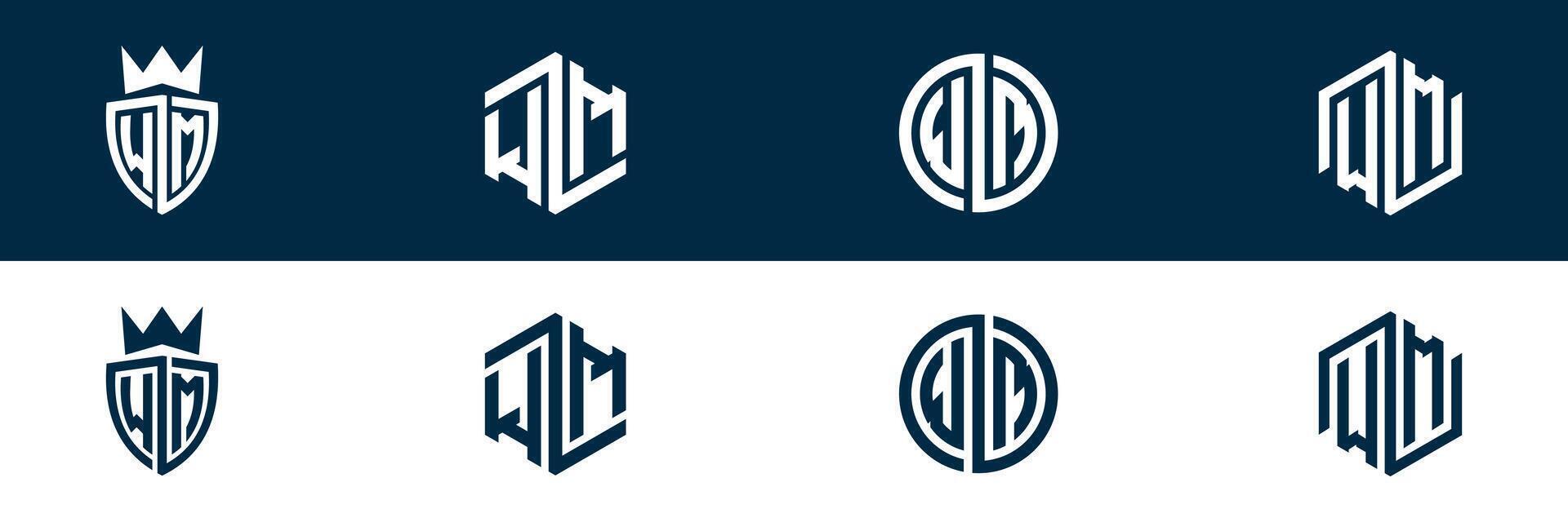 WM MW letter logo set design vector