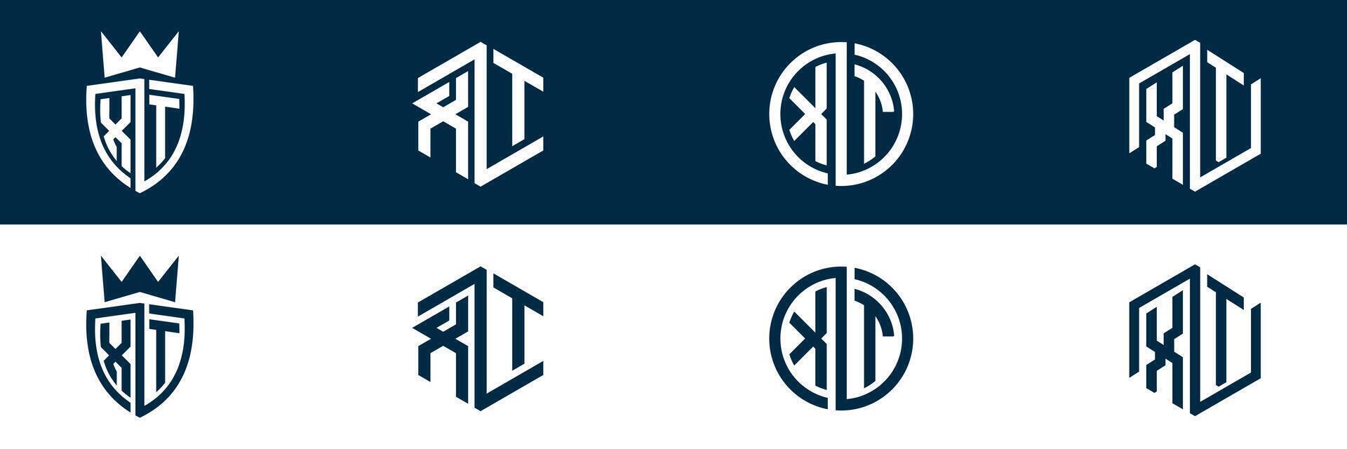 XT TX letter logo set design vector