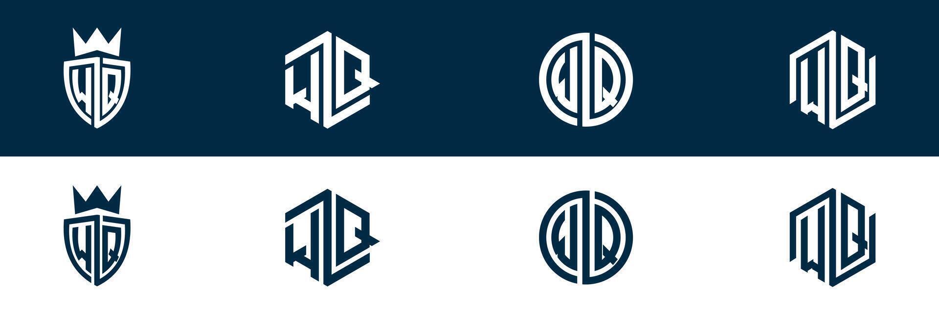 WQ QW letter logo set design vector