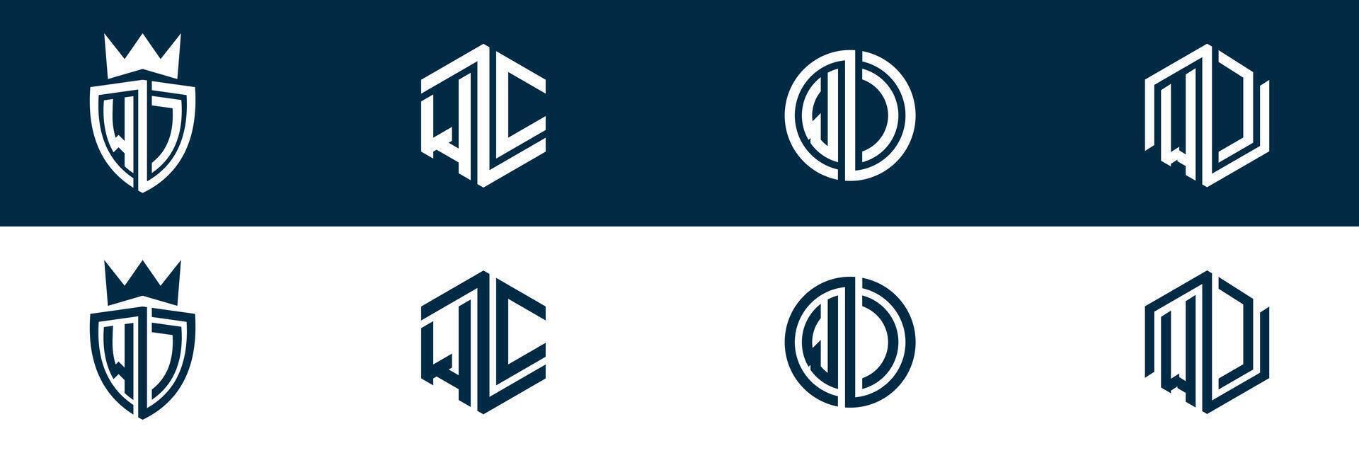 WC CW letter logo set design vector