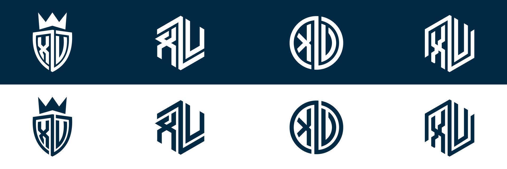 XU UX letter logo set design vector