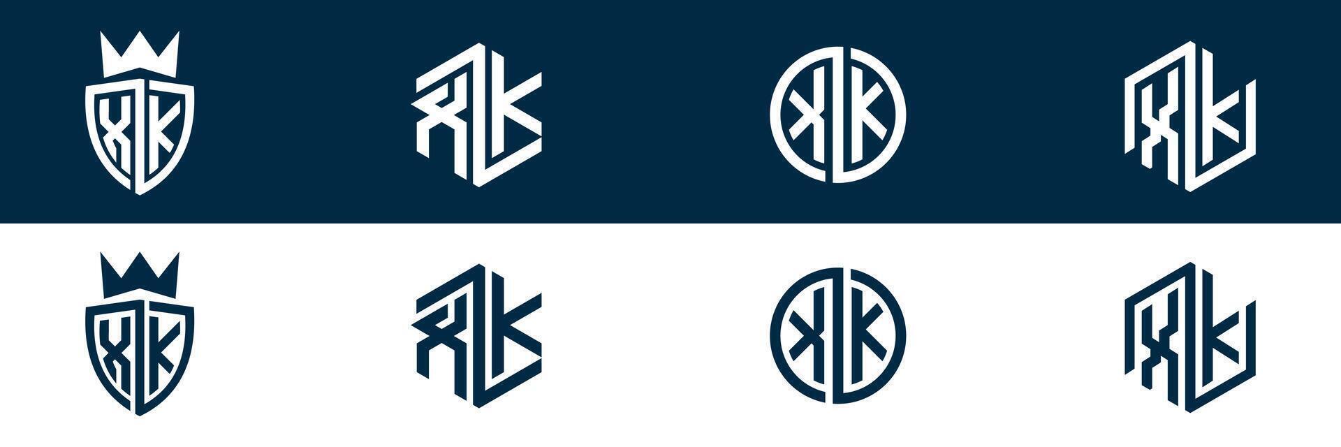 XK KX letter logo set design vector