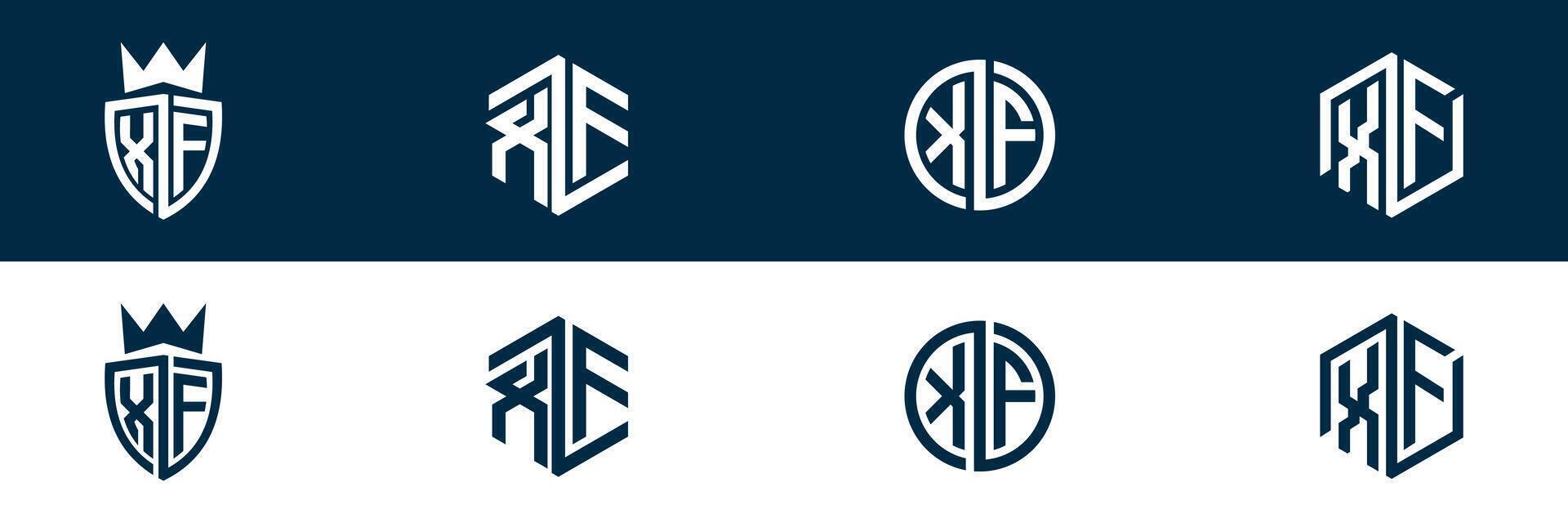 XF FX letter logo set design vector