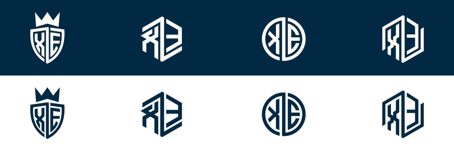 XE EX letter logo set design vector
