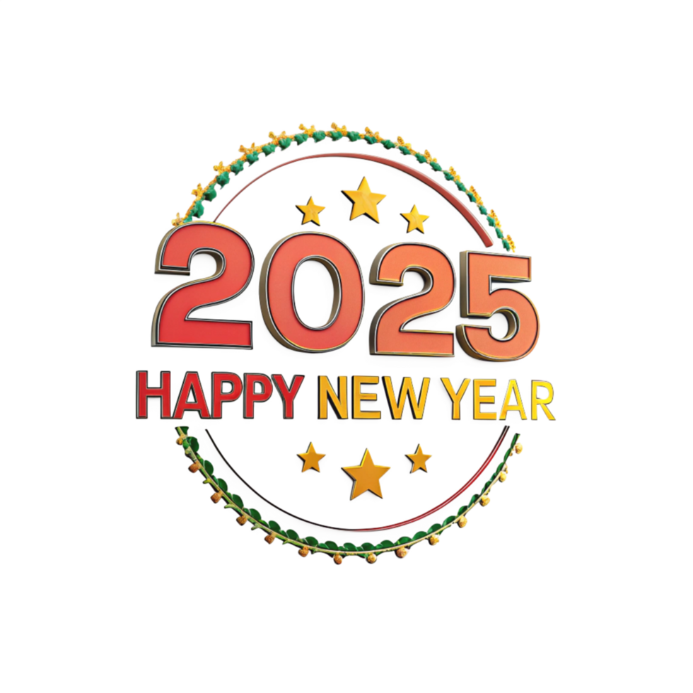3d lettering 2025 Happy New Year transparent background 53460245 PNG
