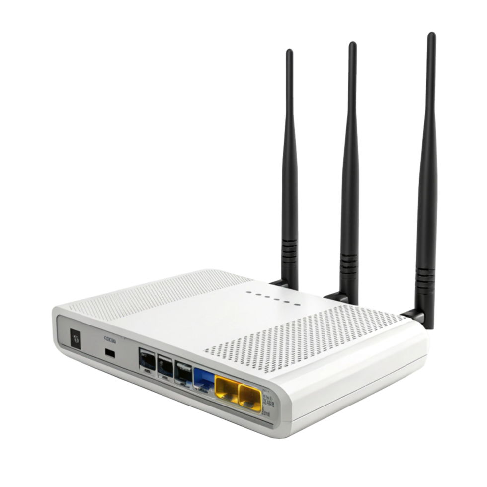 White and black Wifi router transparent background image png