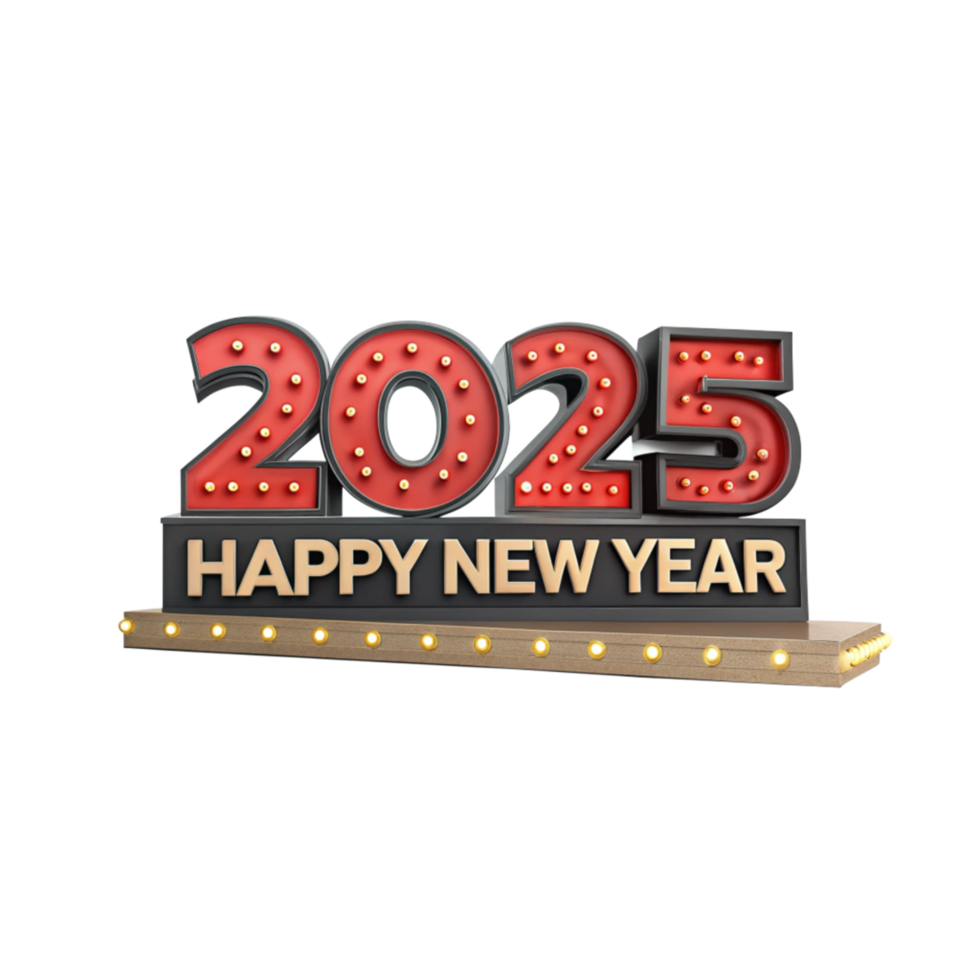 2025 Happy New Year 3d transparent background png