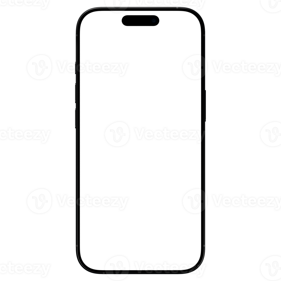 Black titanium smartphone mockup template front view. Without background png