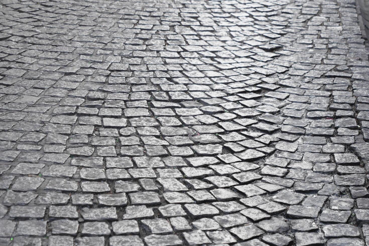 Textured Cobblestone Pavement Found in an Urban Setting and Environment photo