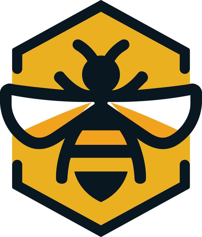 the bee logo, with a black and yellow bee vector