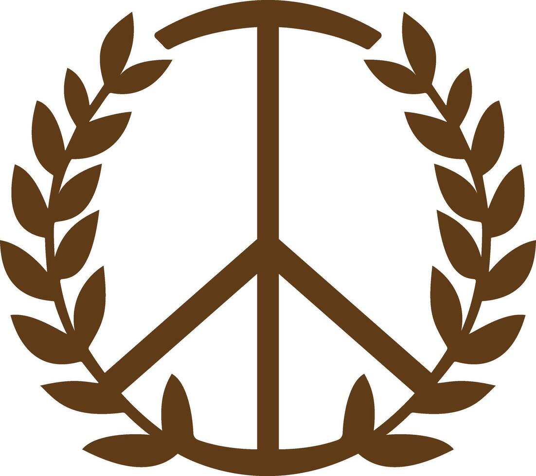 peace symbol with laurel wreath vector