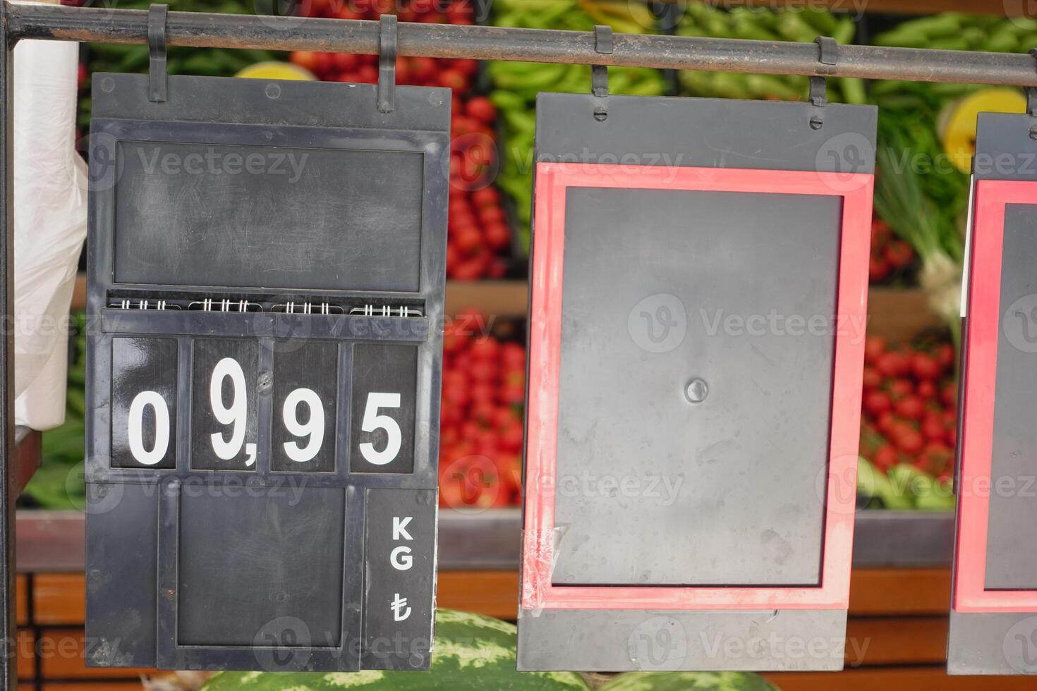 Display of Fresh Produce Prices in Local Market for Shopping Enthusiasts photo