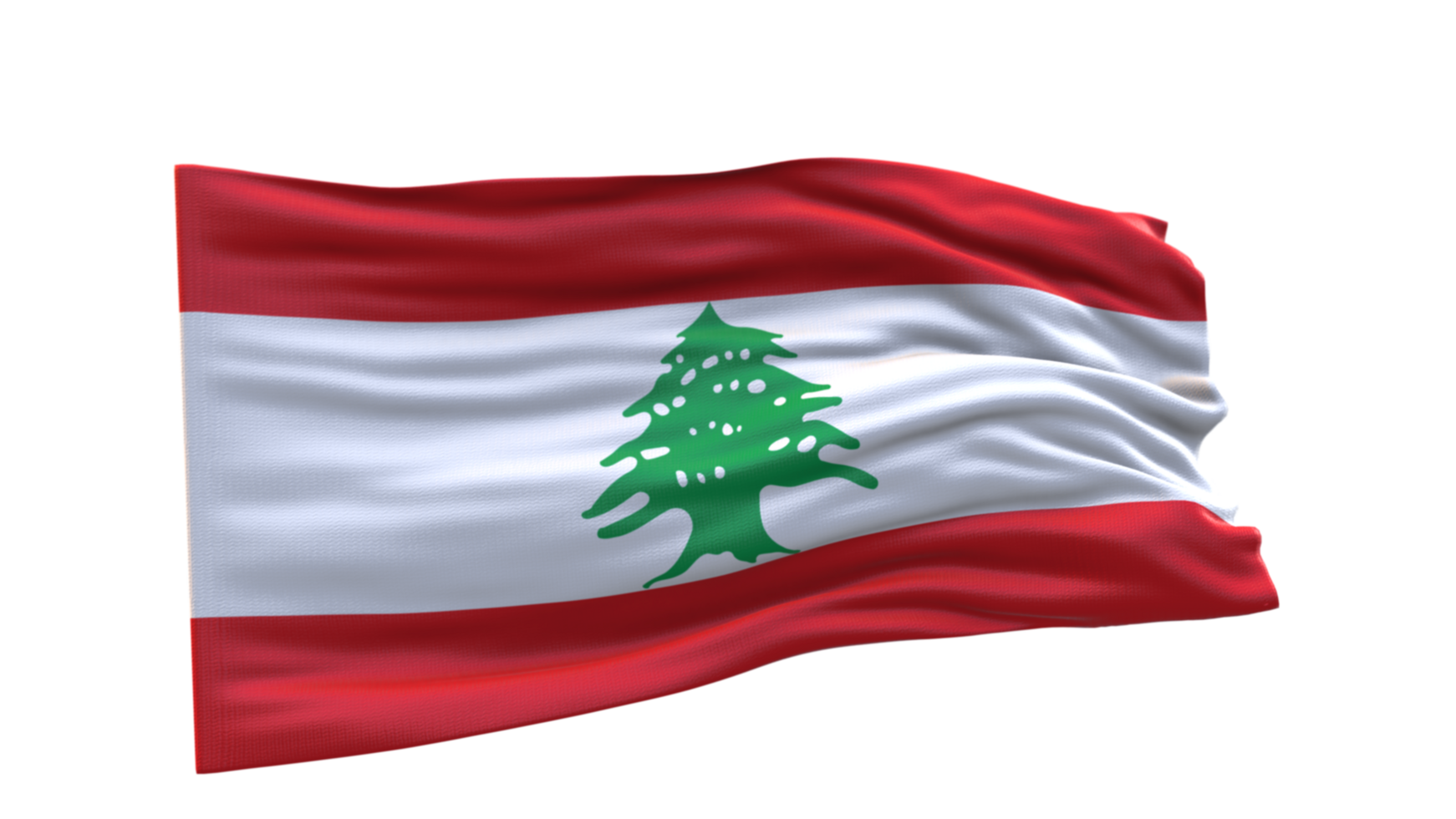 Lebanon Flag 3d render waving fabric textured clipart transparent background image png