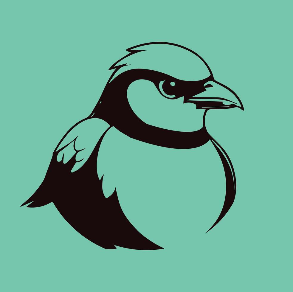 A back bird with a green background vector