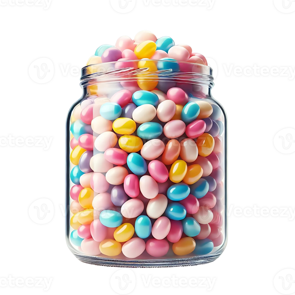 A glass jar filled with colorful candy png