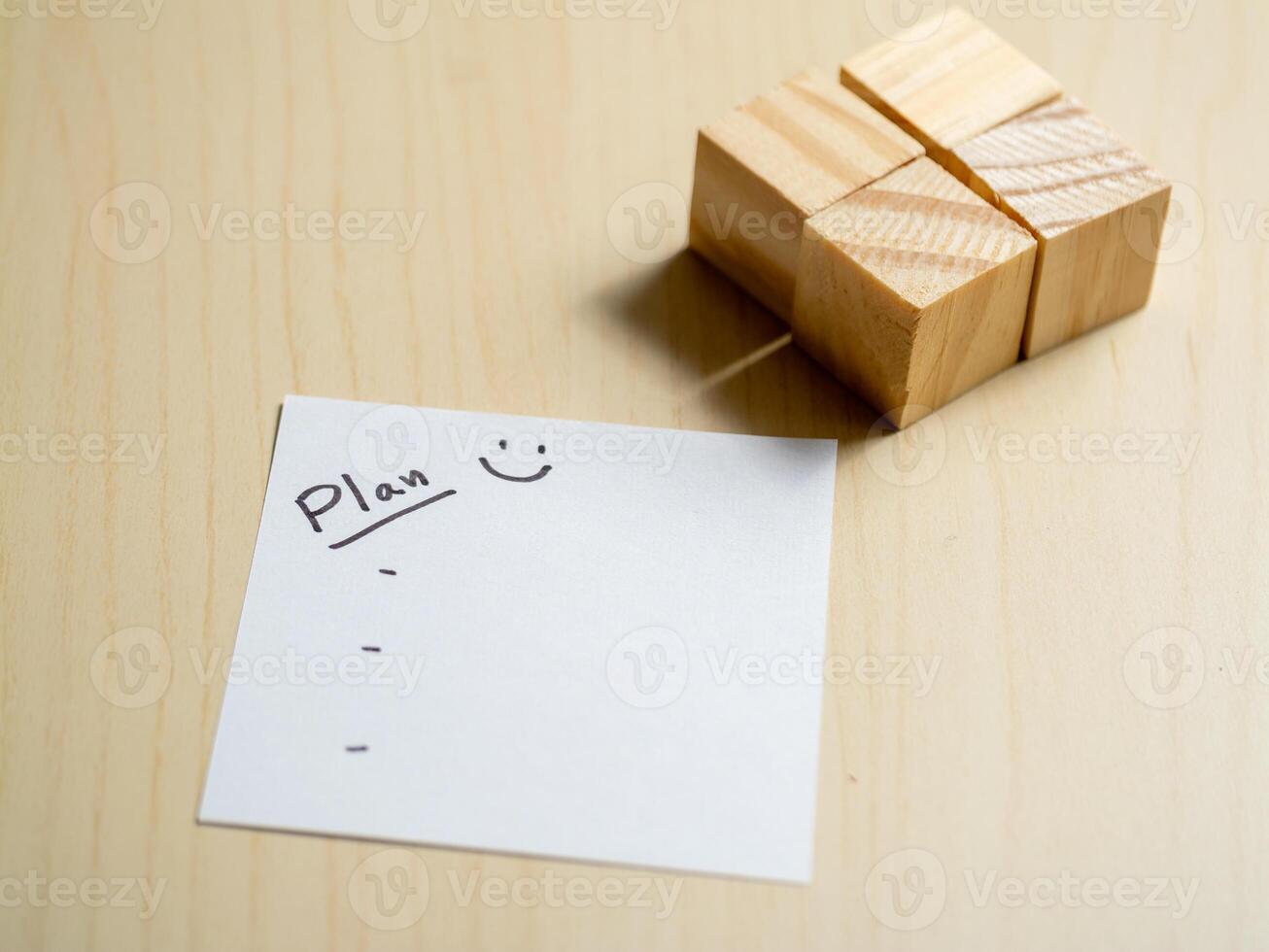 Minimalist home office creative planning with wooden puzzles for enhanced productivity photo