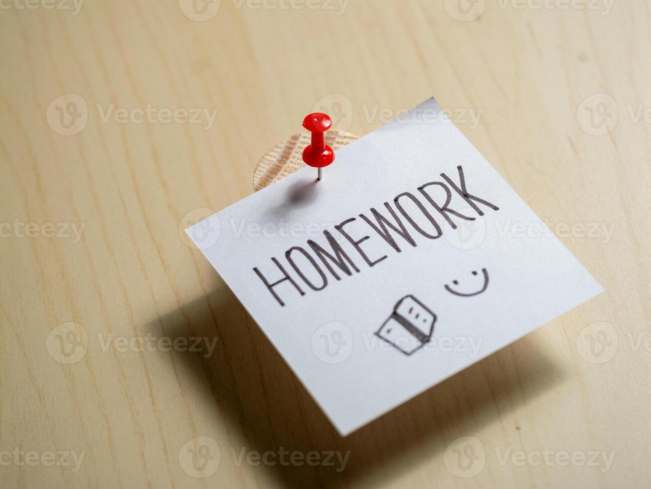 Homework reminder note study space document indoor close-up productivity tip photo