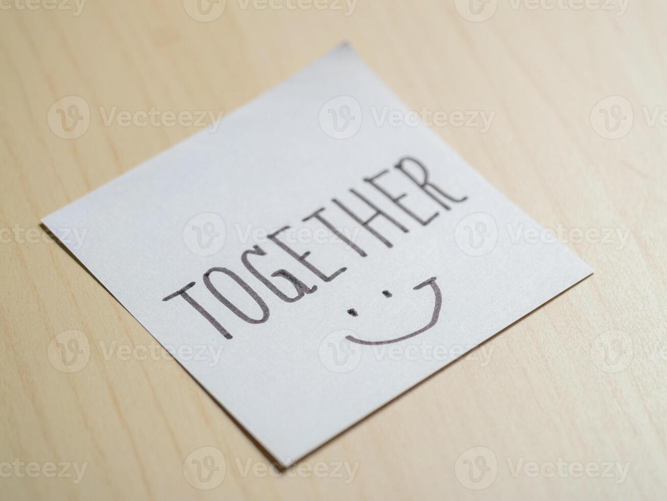 Close-up view of togetherness inspirational notes for your home workspace photo