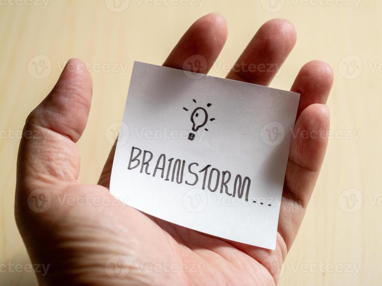 Close-up of creative brainstorming motivational innovation in a professional environment photo