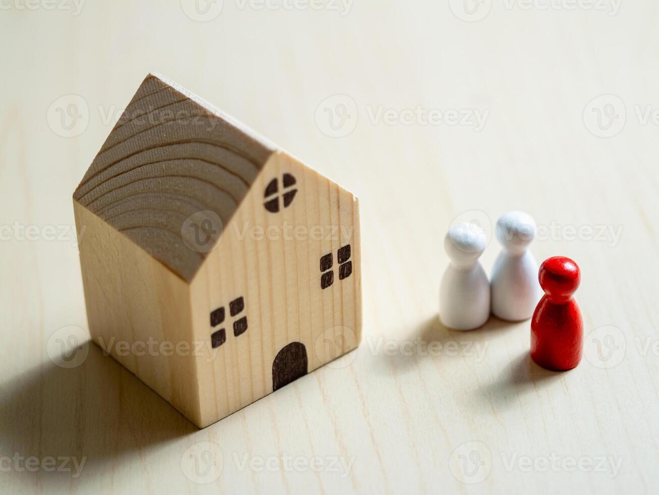 Intimate family interaction in a wooden house model a close-up conceptual art perspective photo