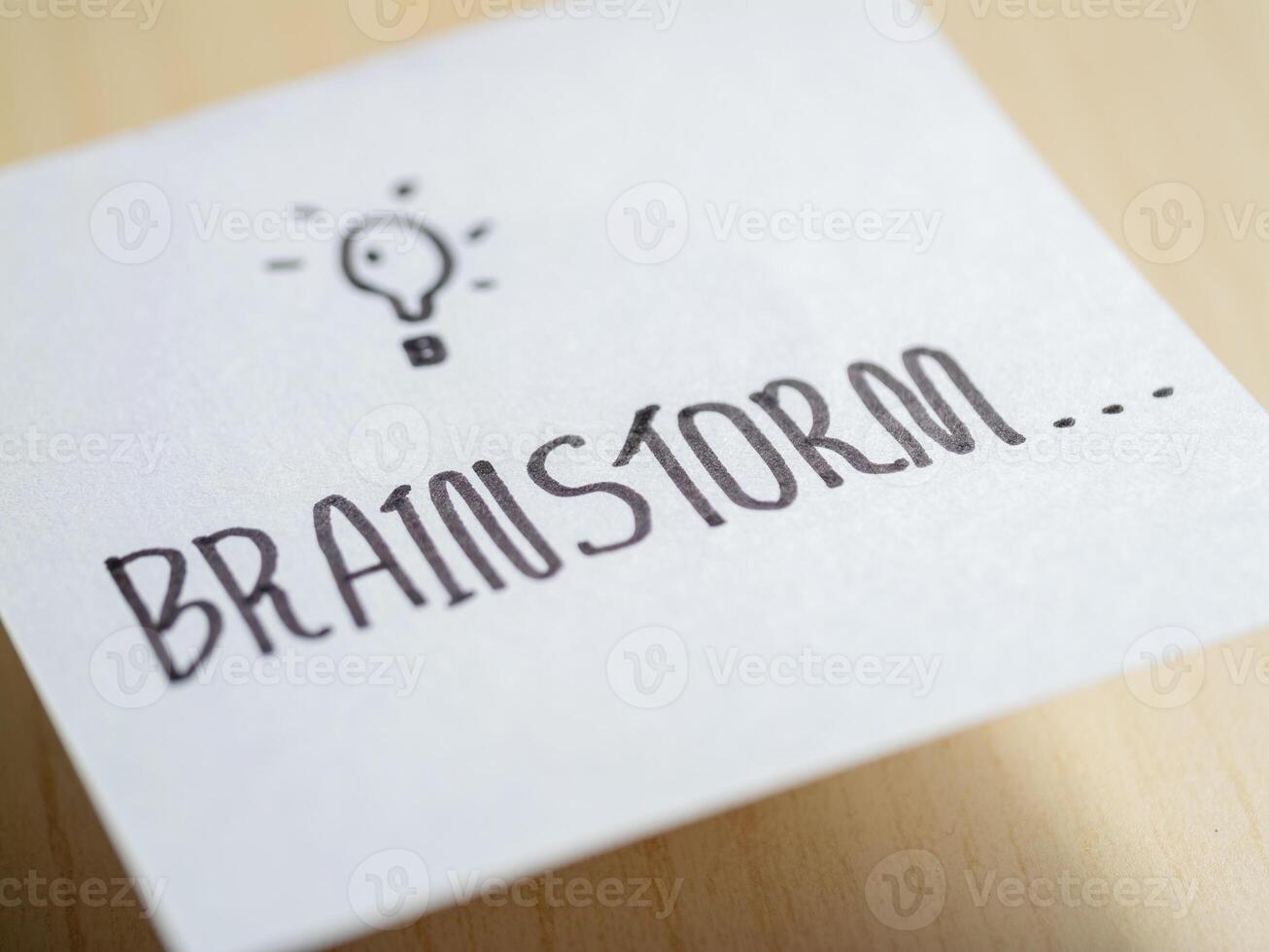 Brainstorming ideas for creative projects office environment visual concept close-up view photo