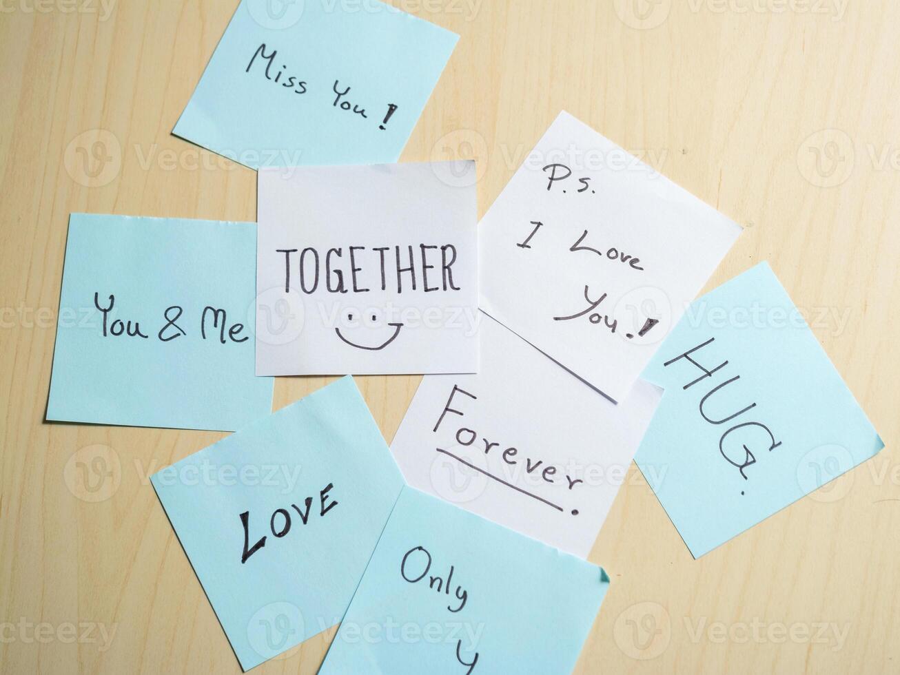 Affectionate messages creating a cozy home workspace together photo