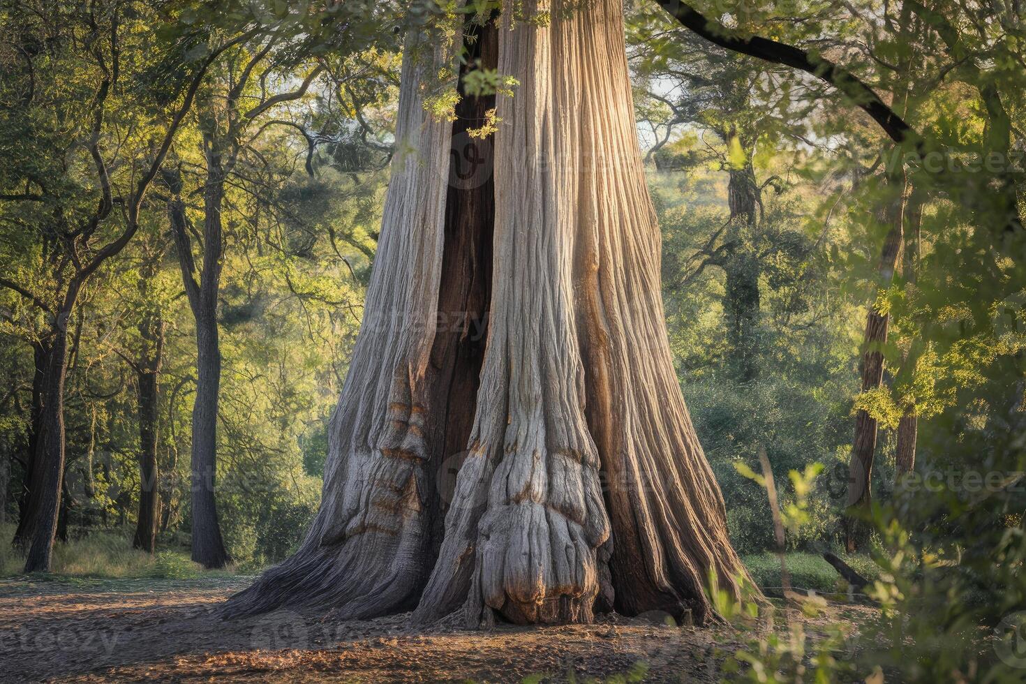 Majestic redwood tree standing tall in the forest photo