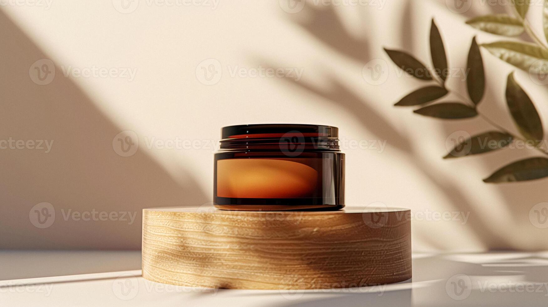 Cosmetic cream in a glass jar. Skin care concept. Cosmetic products background photo