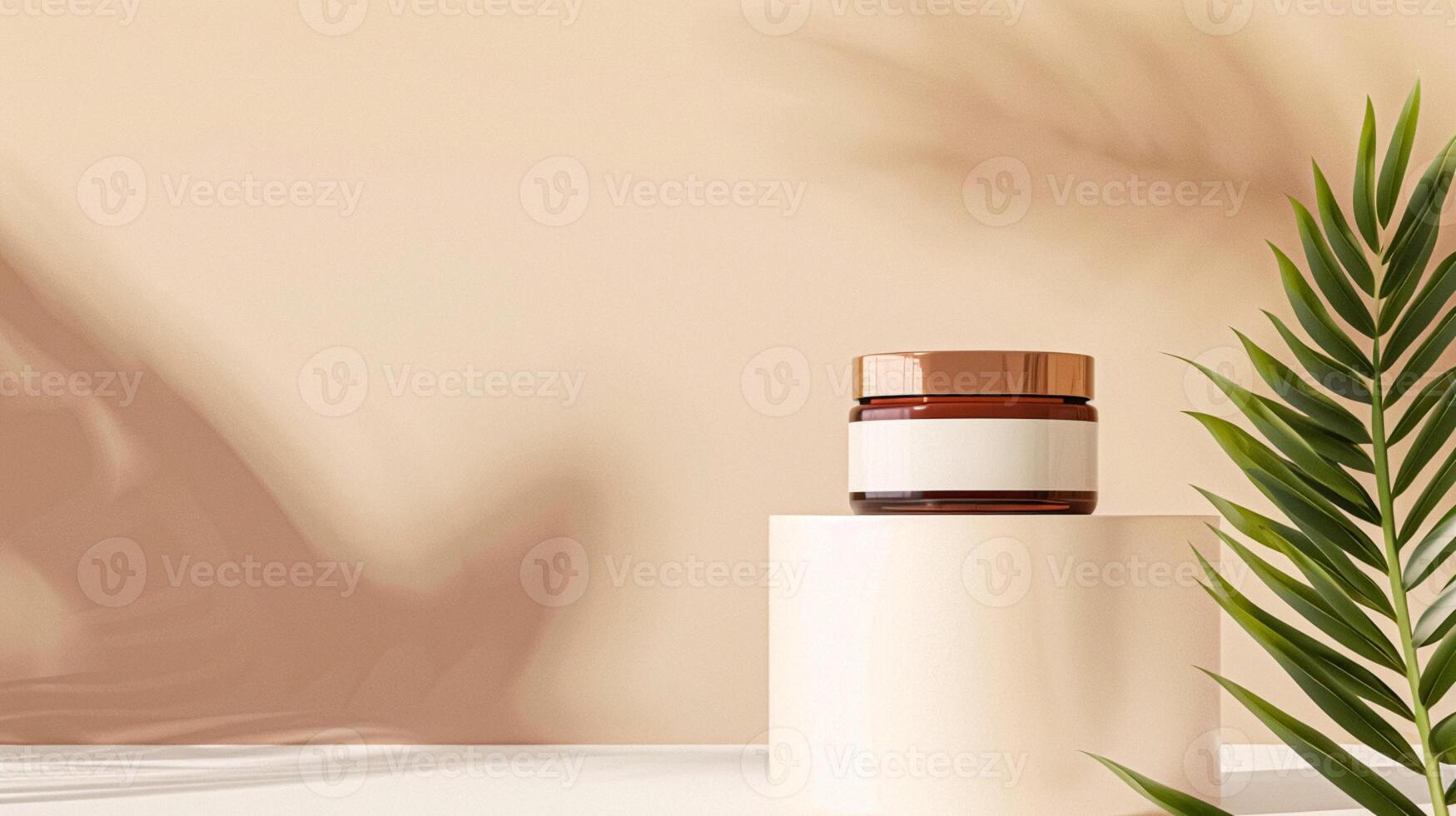 Cosmetic cream in a glass jar. Skin care concept. Cosmetic products background photo