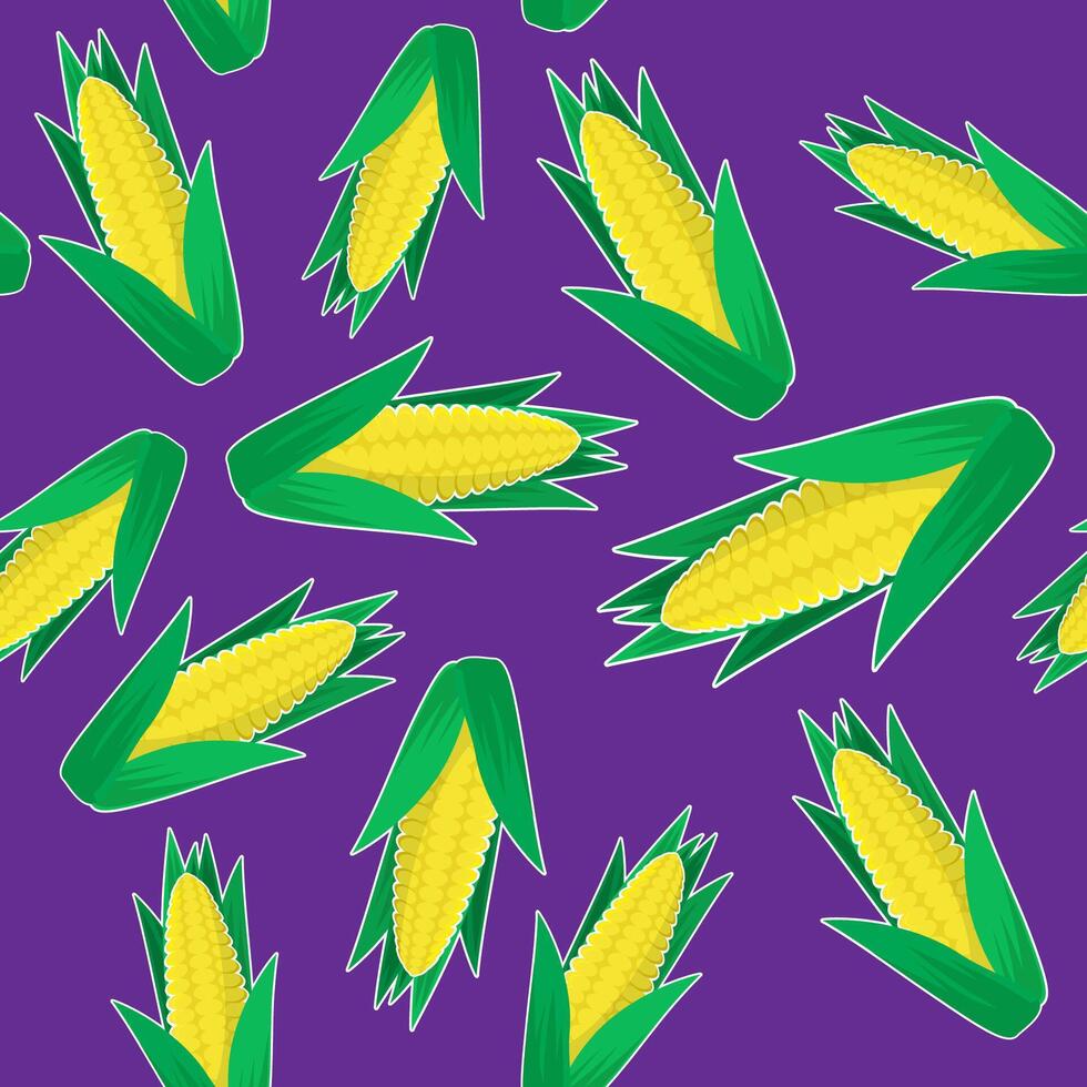 Organic Yellow Fresh Corn Pattern. Natural Gold Sweet Food Background. Summer Golden Vegetarian Sweetcorn Texture. Seed Ornament. vector