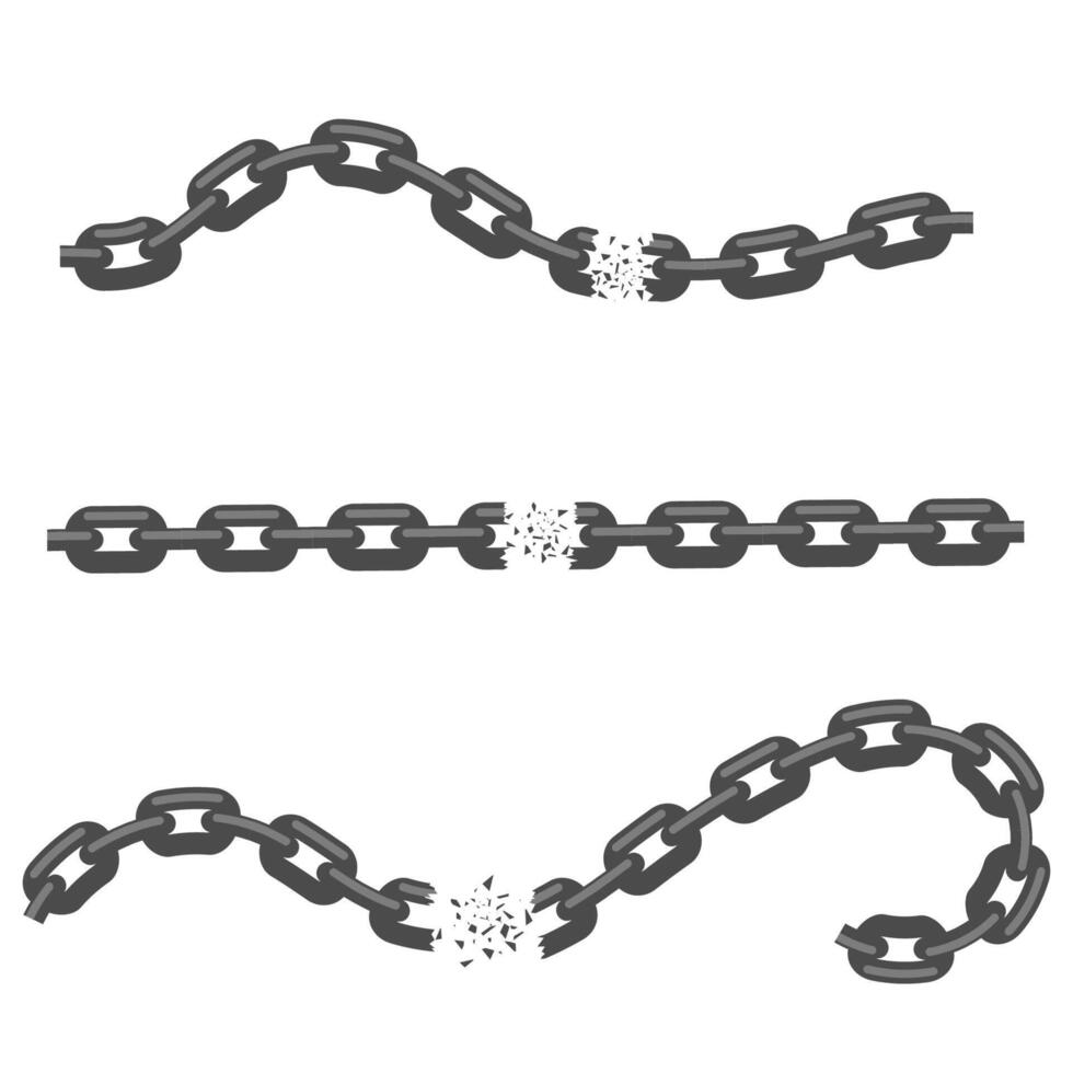 Broken Chain and Explosion on White Background. Freedom Concept. vector