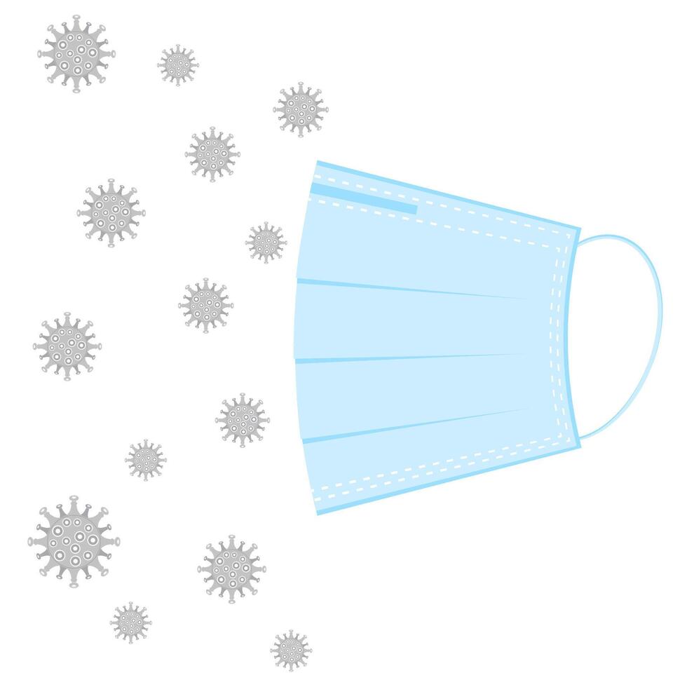 Stop Pandemic Novel Coronavirus Icon Isolated on White Background. Blue Medical Mask for Face Protection. vector
