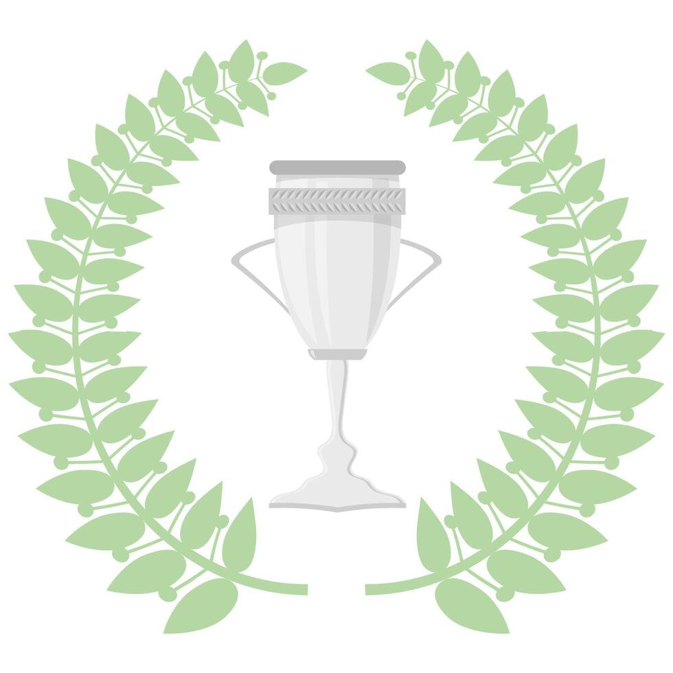 Green Leaves. Circle Wreath. Award Icon. Placement in a Sporting Competition Contest or Business and Education Challenge. Round Label with Laurel Wreath for First Place. vector