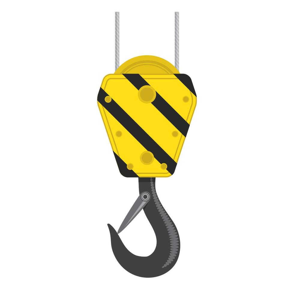 Industrial Hook Icon Isolated on White Background. Construction Crane Logo. Old Lifting Machinary and Steel Rope. vector