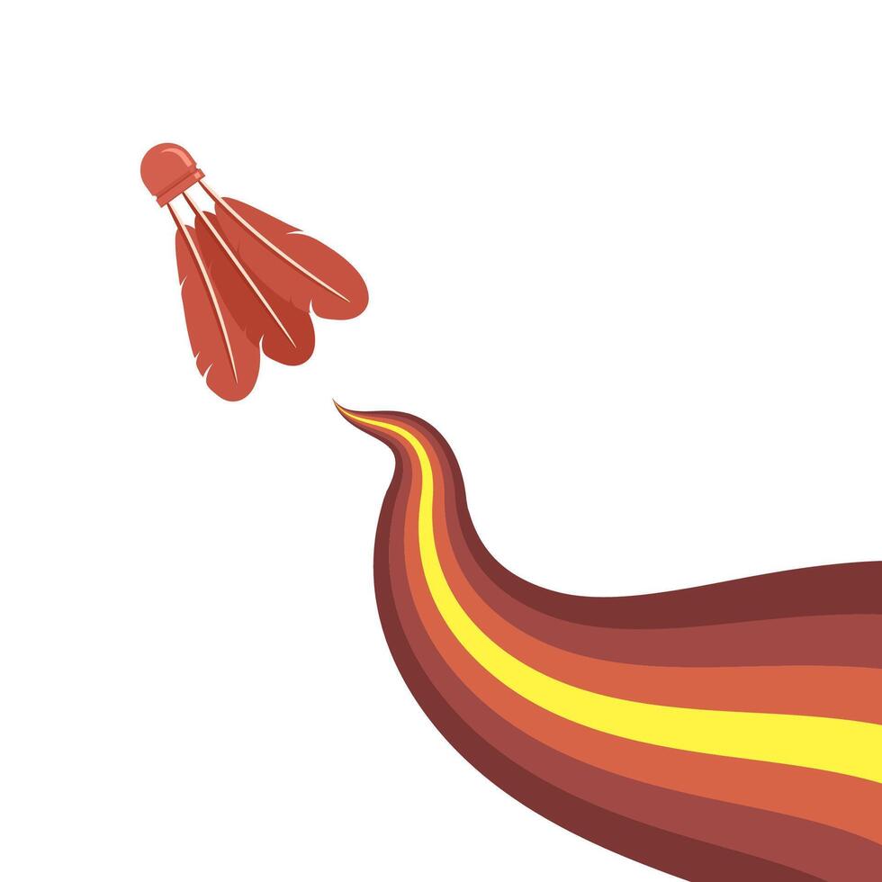 Shuttlecock Icon with Red Feathers Isolated on White Background. vector