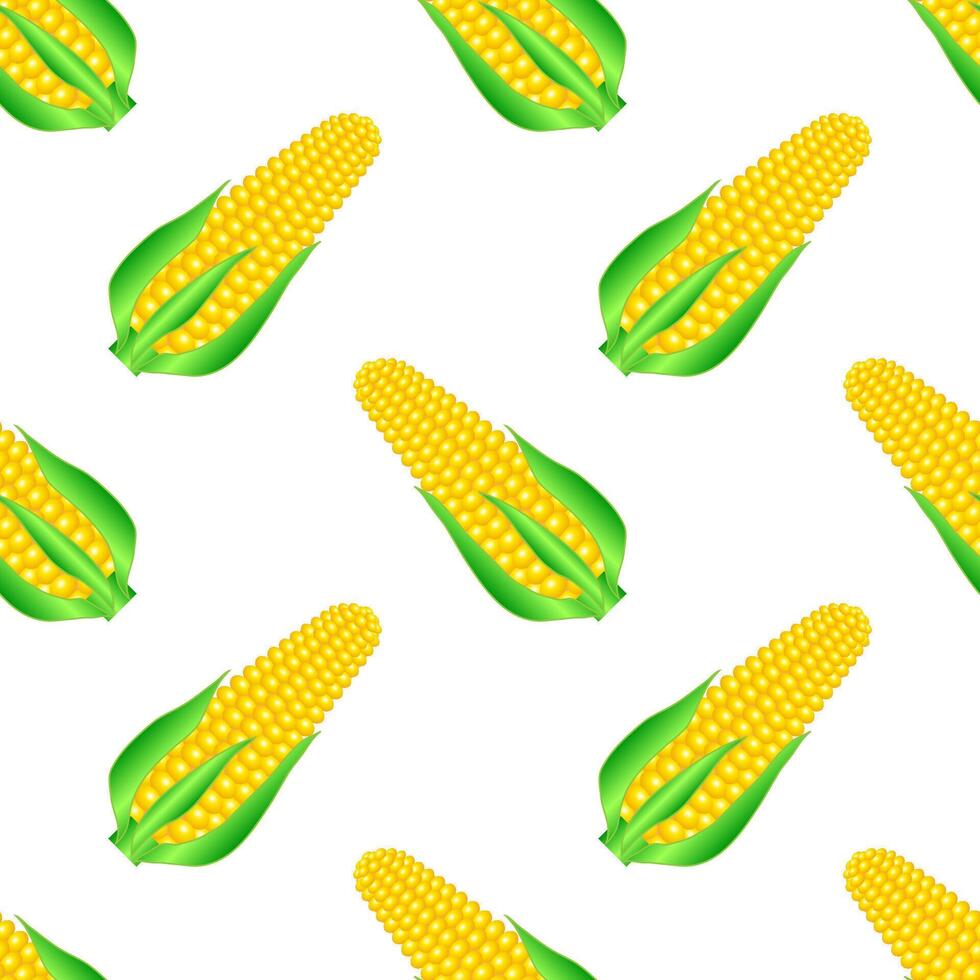 Organic Yellow Fresh Corn Pattern. Natural Gold Sweet Food Background. Summer Golden Vegetarian Sweetcorn Texture. Seed Ornament. vector