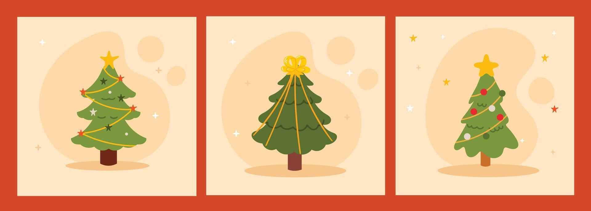 Set of Christmas trees card. Illustration in a flat style. Christmas tree. vector