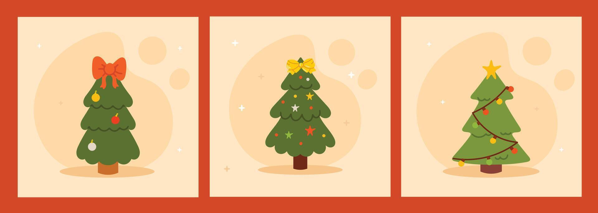 Set of Christmas trees. Illustration in a flat style. Christmas tree. vector