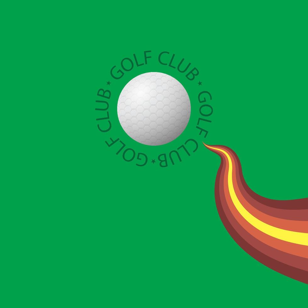 Golf Ball Icon and Golf Club text Isolated on Green Background. vector