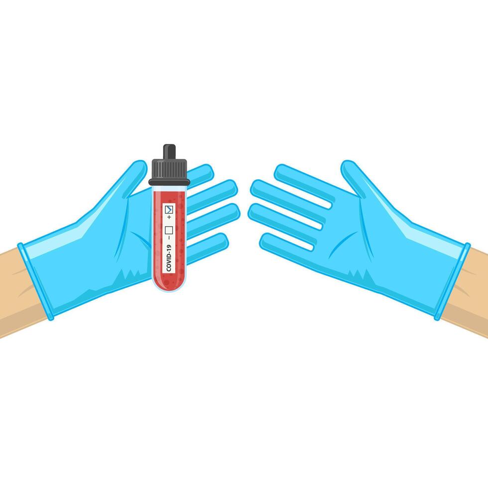 Test Tube with Blood Isolated on White Background. Stop Pandemic Novel Coronavirus. COVID-19 Virus. vector