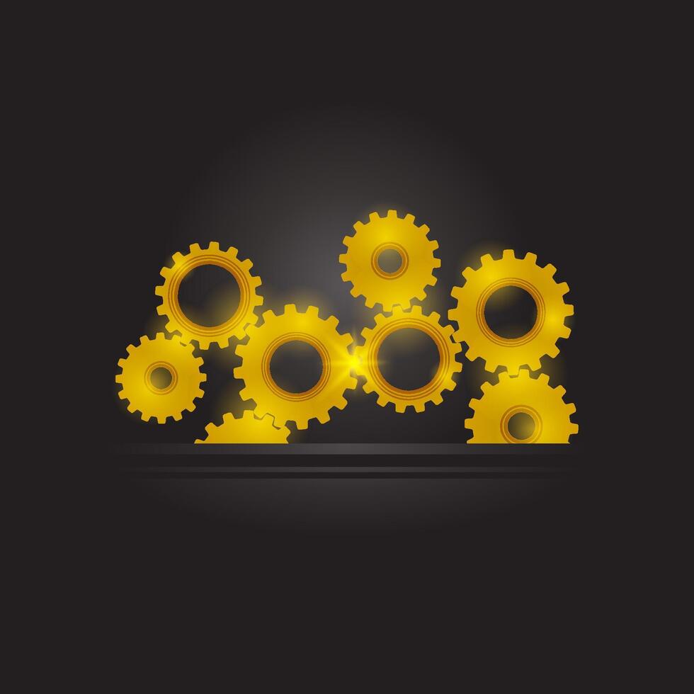 Gear Pattern. Industrial Background. Techno Background with Geometric Gold Gear Wheels. Space for Text. Modern Mechanism Industrial Concept. Technology Cog Pattern. Mechanical Tool vector