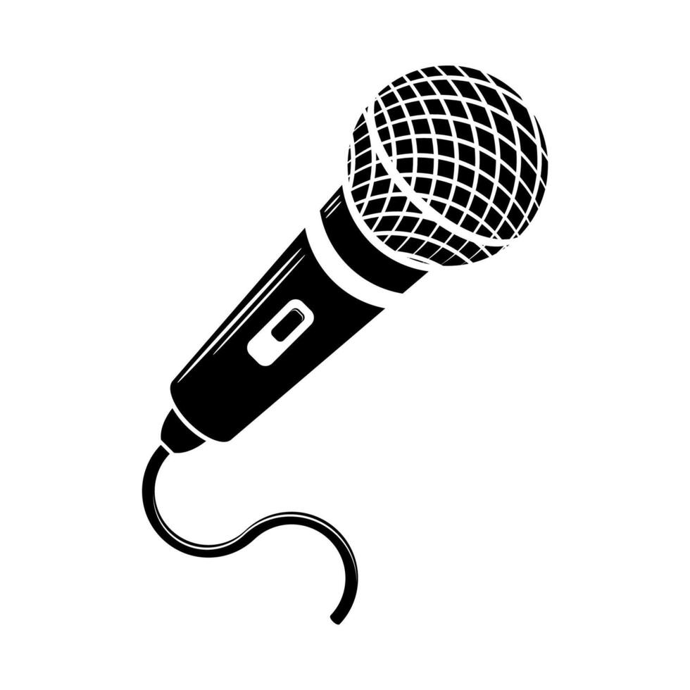 Retro Microphone Icon Isolated on White Background. vector