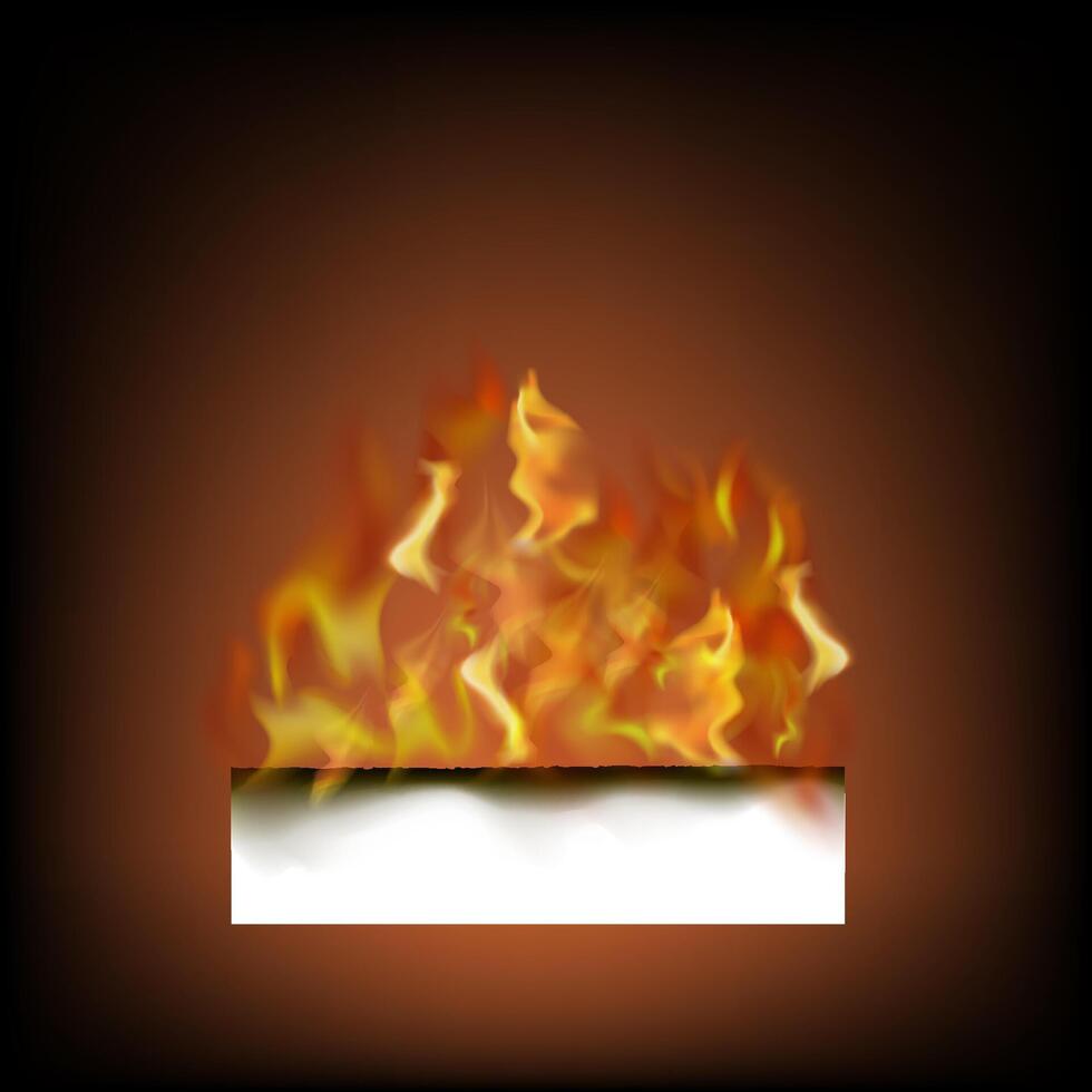 Burning White Paper Isolated on Black Background. vector